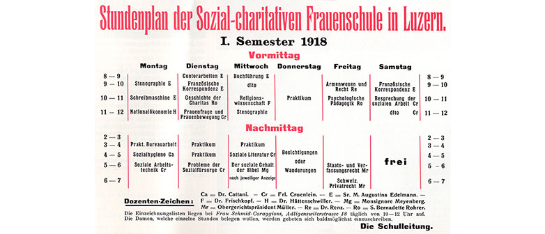 Stundenplan von 1918