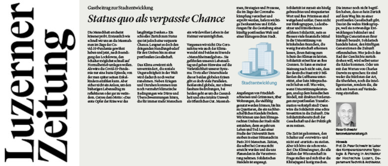 Auf dem Bild ist die Kolumne in der Luzerner Zeitung zu sehen.