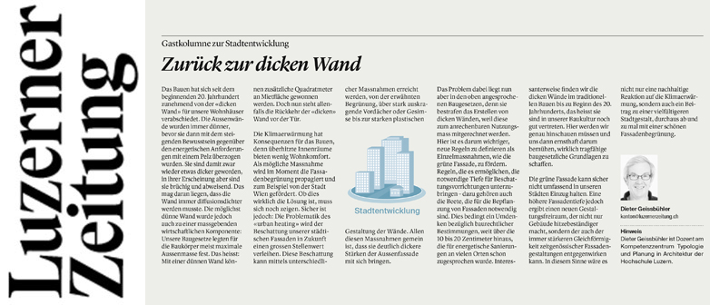 Auf dem Bild ist die Kolumne in der Luzerner Zeitung zu sehen.