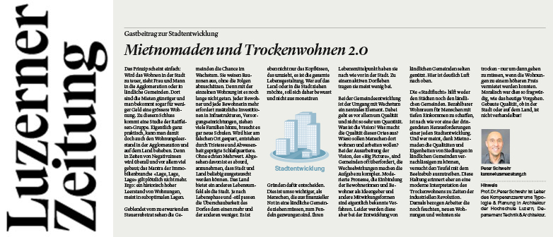 Auf dem Bild ist die Kolumne in der Luzerner Zeitung zu sehen.