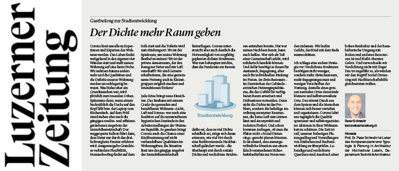 Auf dem Bild ist die Kolumne in der Luzerner Zeitung zu sehen.