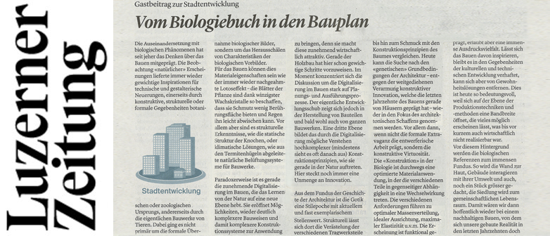 Auf dem Bild ist der Artikel aus der Luzerner Zeitung zu sehen