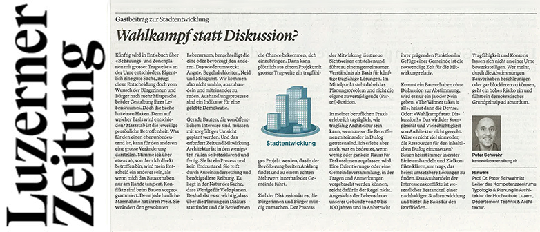 Auf dem Bild ist der Artikel in der Luzerner Zeitung zu sehen.