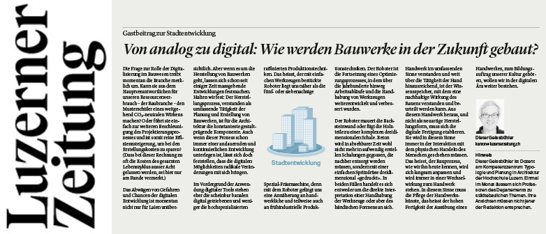 Auf dem Bild ist der Artikel in der Luzerner Zeitung zu sehen.