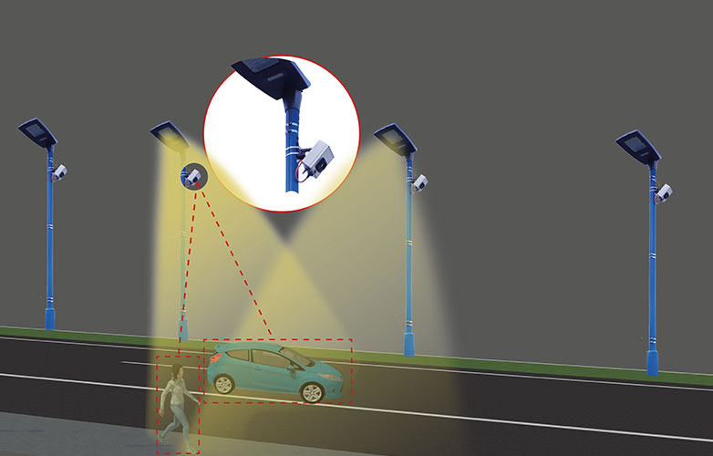 Grafik einer Strasse mit intelligenter Strassenbeleuchtung