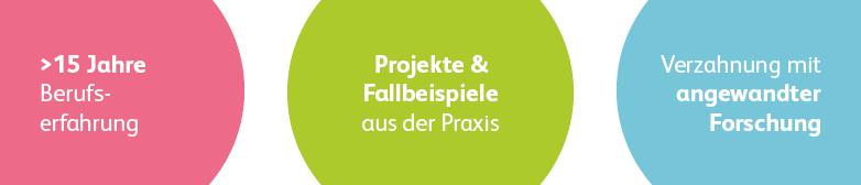 Grafik mit drei Stärken unserer Dozierenden in der Praxis