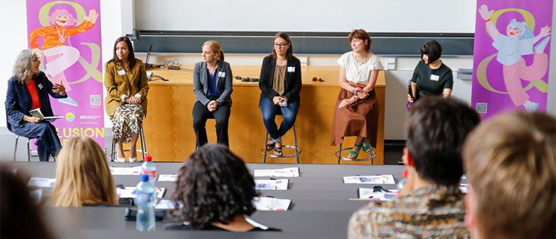 podium discussion with women of the diversity and inclusion forum