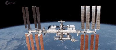 ISS flying in space