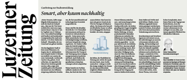 Auf dem Bild ist die Kolumne in der Luzerner Zeitung zu sehen.