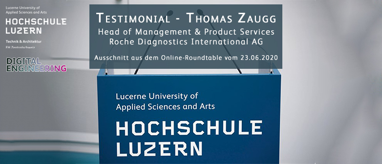 Bild von einem Rednerpult mit dem Logo der Hochschule Luzern