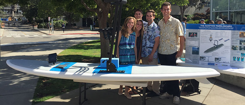 The student team of Cal Poly with their Mechanical Engineering Final Senior Project 'Adaptive Paddle Board'.