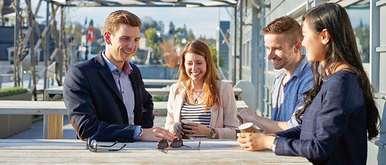 Four students in their coffee break