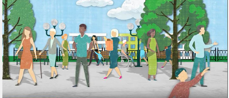 Menschen auf einem Platz