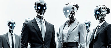 Robotermenschen in Anzügen