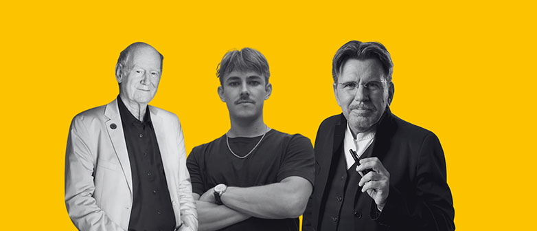 Portrait von Franz Hohler, Nelio Biedermann und Stefan Klapproth