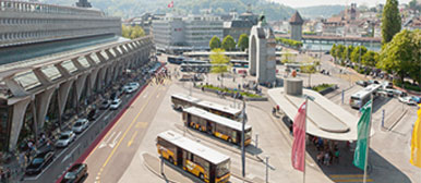 Symbolbild für Business Development: Sicht auf Bahnhofplatz Luzern