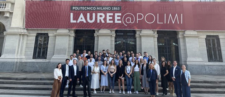 Class in front of building