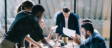 Students around a table