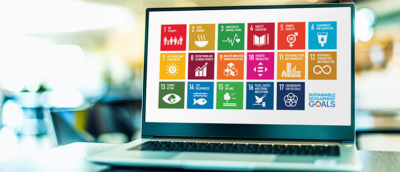 Laptop Bildschirm mit UNESCO SDG