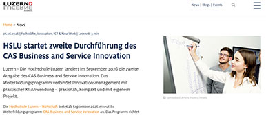 In den Medien Zweite Durchfuehrung CAS Business and Service Innovation