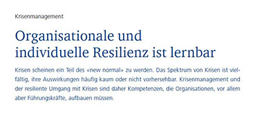 Organisationale und individuelle Resilienz ist lernbar