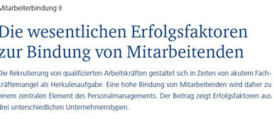 Fachartikel Die wesentlichen Erfolgsfaktoren zur Bindung von Mitarbeitenden