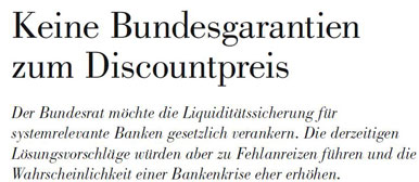 Fachartikel Keine Bundesgarantien zum Discountpreis