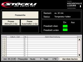 Hauptansicht Touchscreen der neuen Steuerung, © Eigenes Bild Screenshot SPS