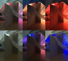 Experiment zur Wahrnehmung von chromatischem Licht im Textil, © HSLU